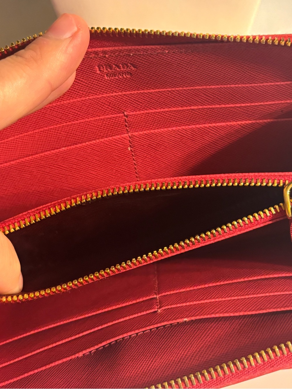 Prada pink Saffiano Zip-Around Wallet Bow Detail minor call out price reflects - Picture 8 of 12